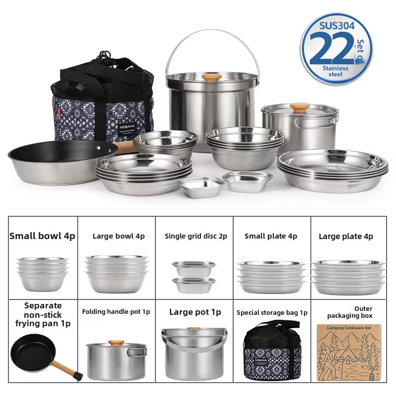 Camping Cooking Organizer - NOBANA Newest Outdoor Stainless Steel Pot