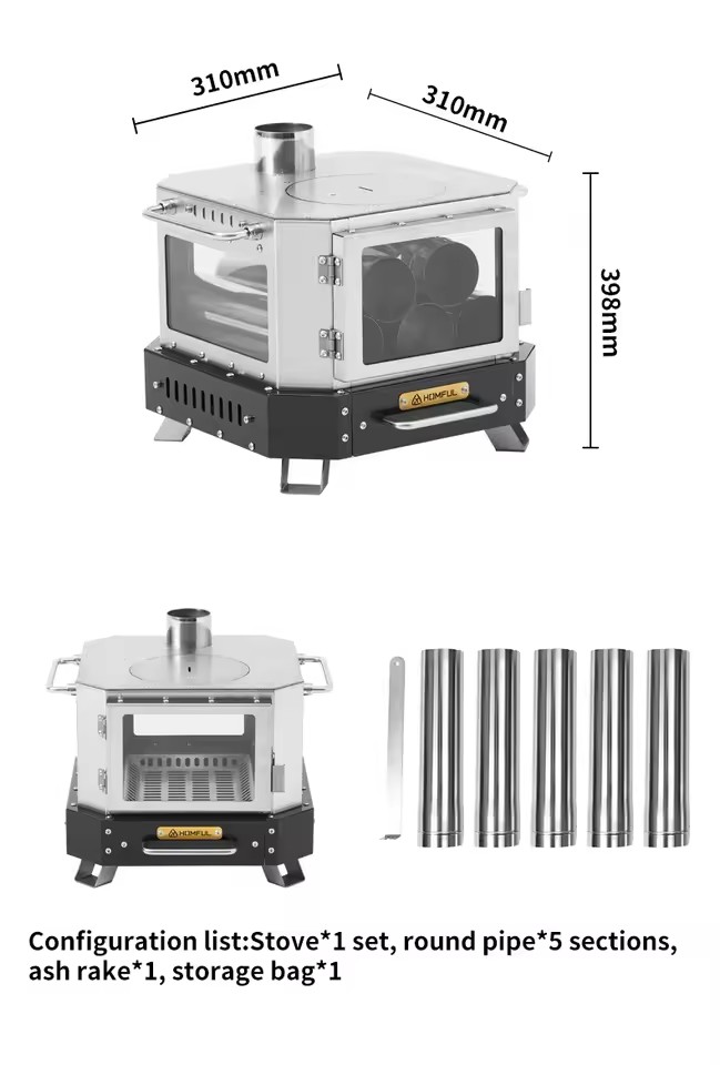 HOMFUL Portable Firewood Stove - Camping Cooking Windshield review and price