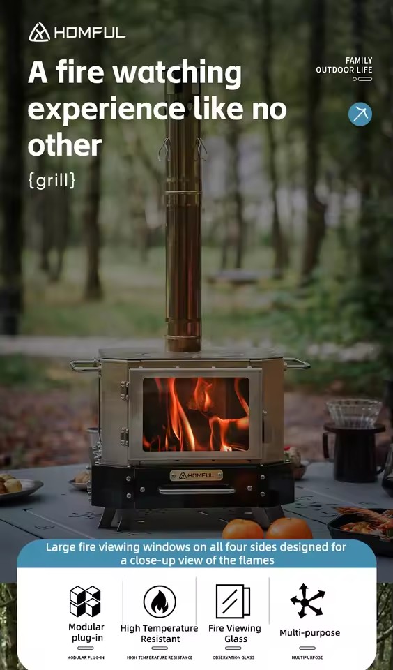 HOMFUL Portable Firewood Stove - Camping Cooking Windshield review and price