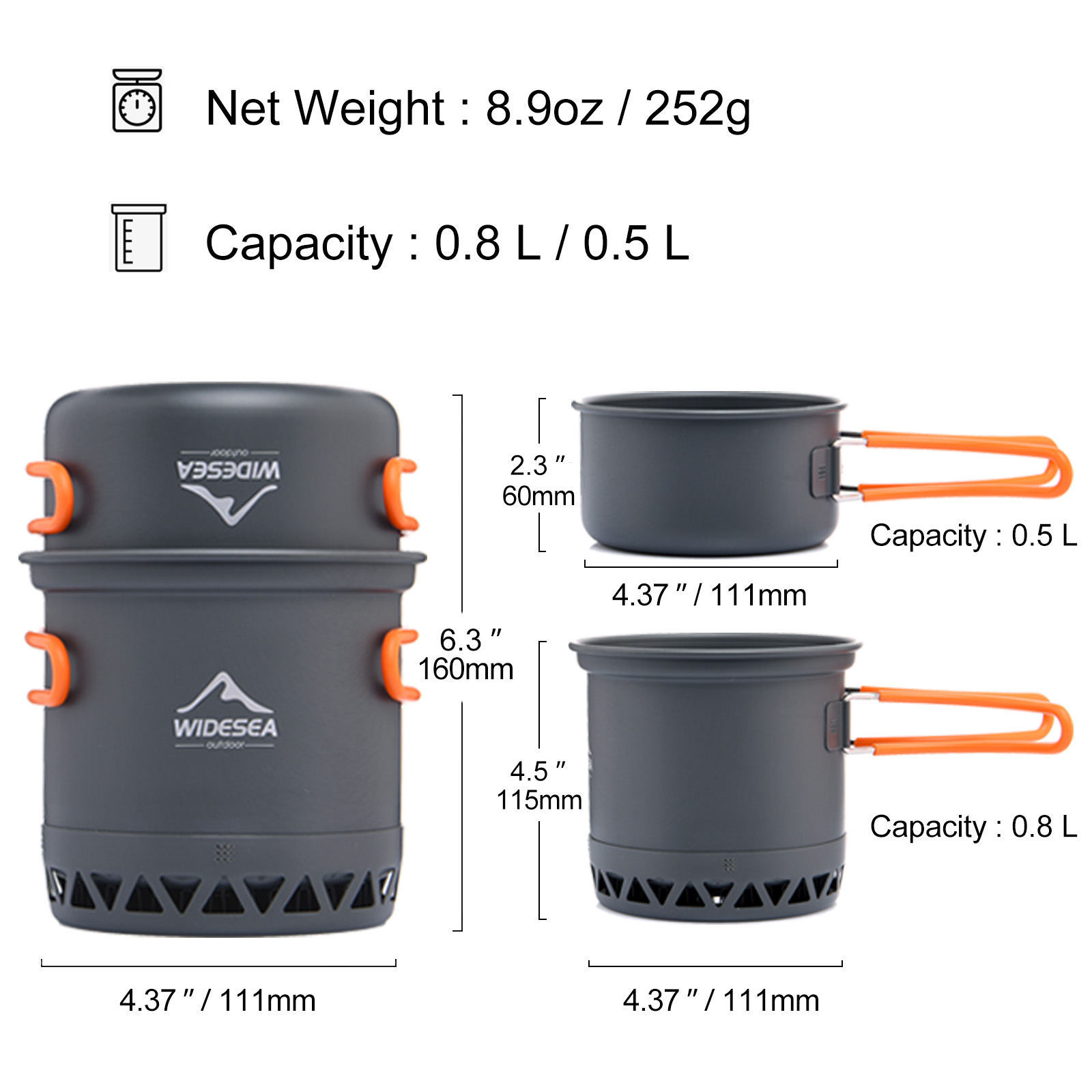 Widesea Camping Pot 1.3L 2.3L  - Camping Cooking Trangia review and price
