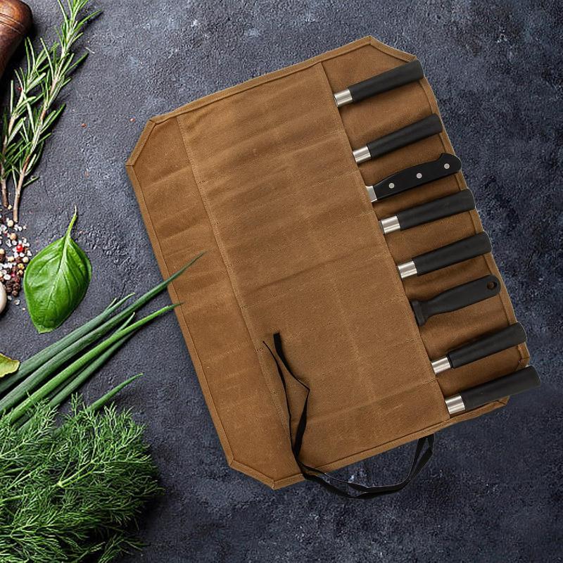Waxed Canvas Chef Knife Roll M - Camping Cooking Organizer review and price