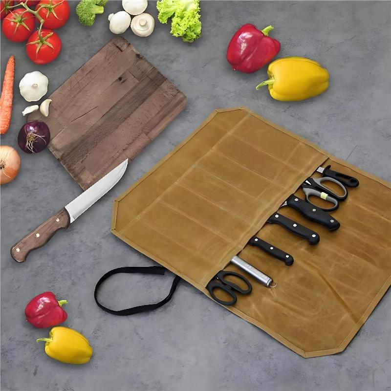 Waxed Canvas Chef Knife Roll M - Camping Cooking Organizer review and price