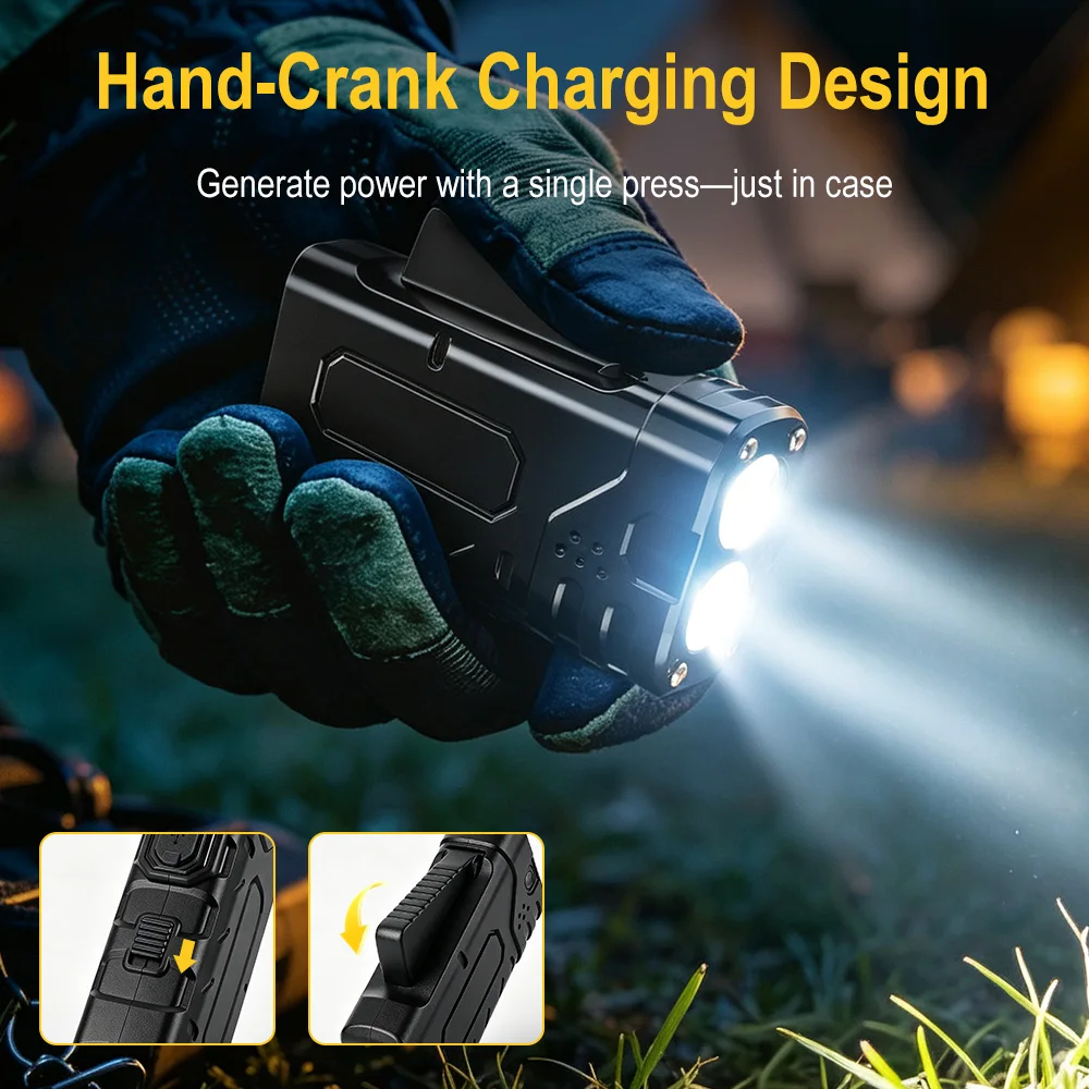BORUIiT Hand Crank EDC LED Fla - Camping Cooking Fish review and price